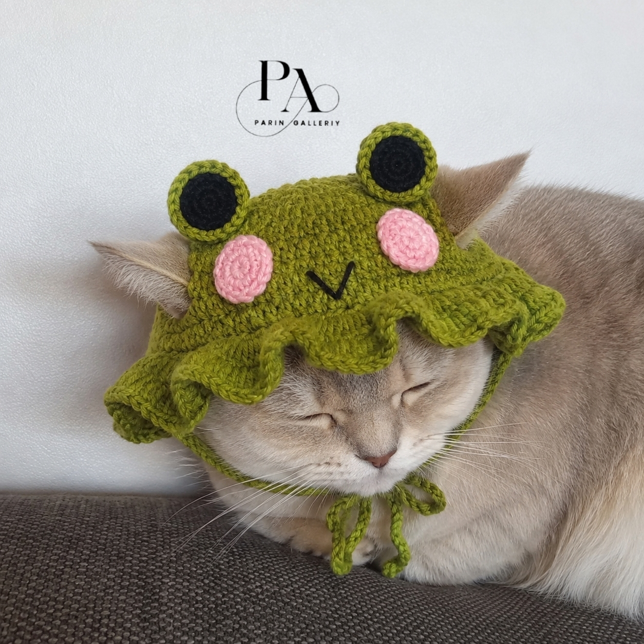 کلاه بافتنی قورباغه مخصوص گربه ها🐱🐸🐈